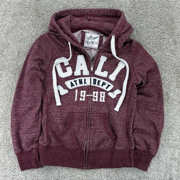 Reflex Tops - Reflex Hoodie Womens L Red CALI Athletic Dept 1998 Full Zip Sweatshirt Preppy